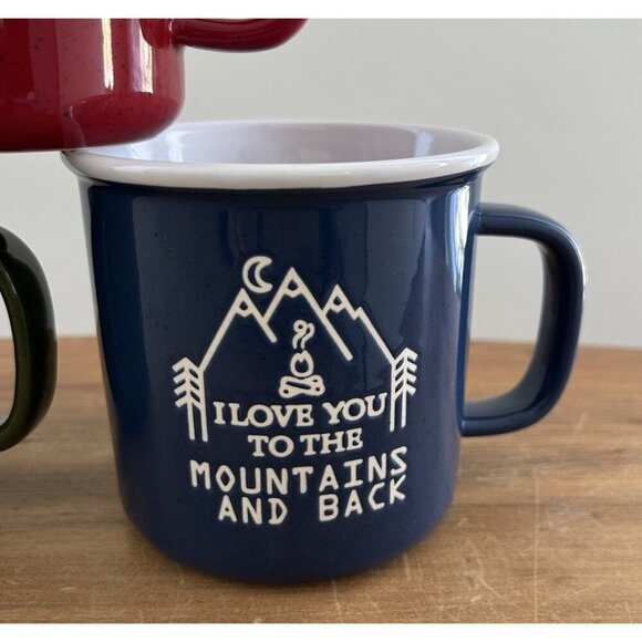 3- Member's Mark Ceramic Coffee Mugs 16 oz Stay Wild Adventure Camping Outdoors - Picture 4 of 5